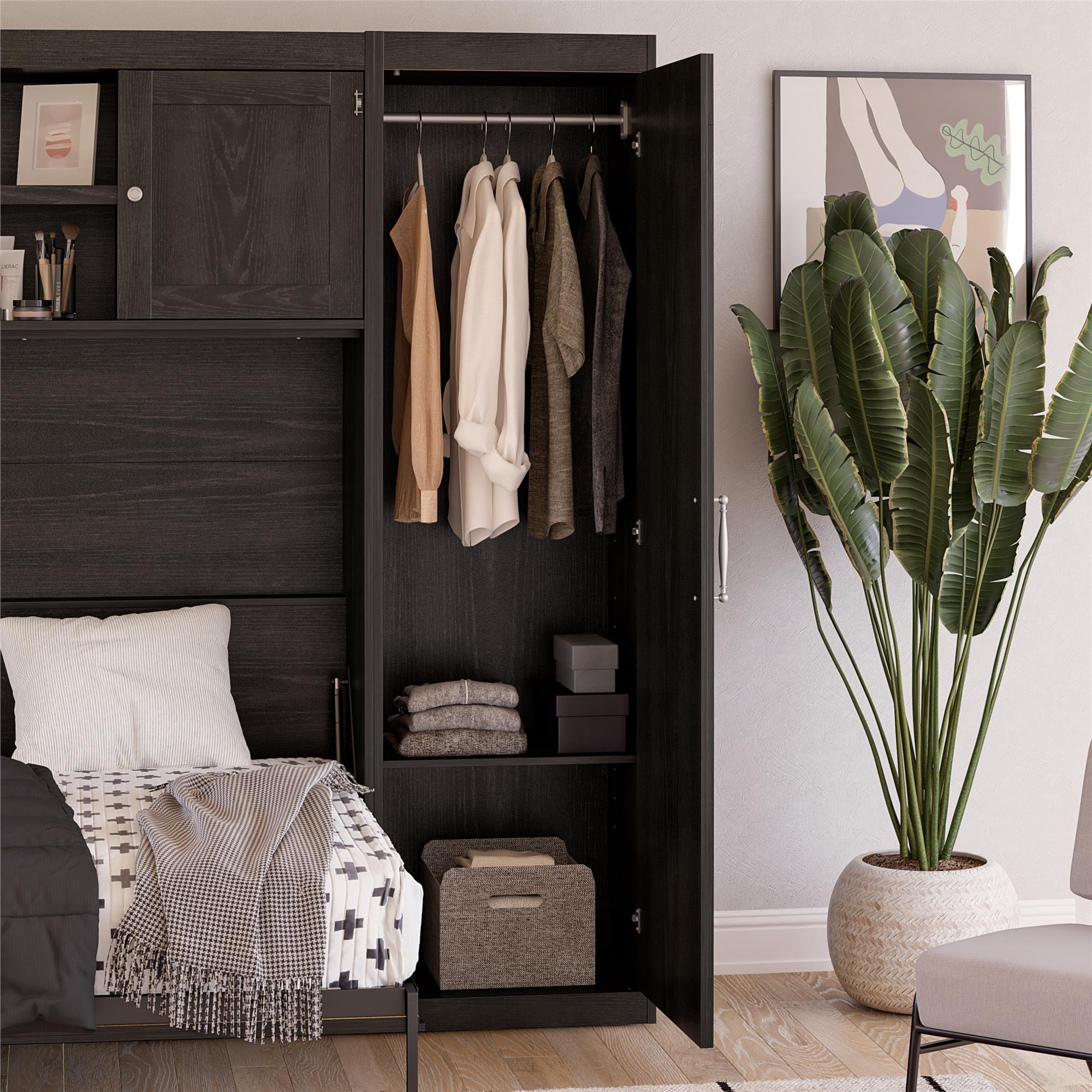 Novogratz Her Majesty Daybed with 1 Storage Cabinet - Black Oak - Full