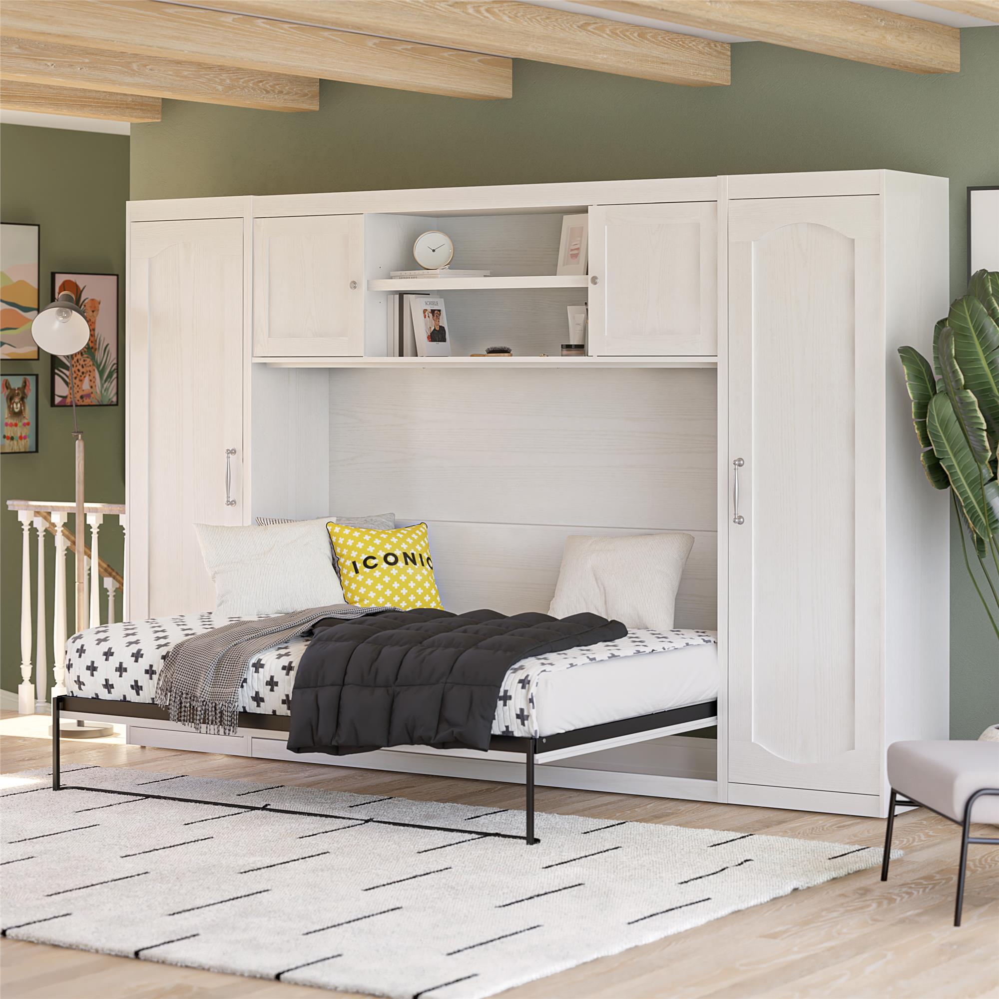 Novogratz Her Majesty Daybed with 2 Storage Cabinets - White - Full