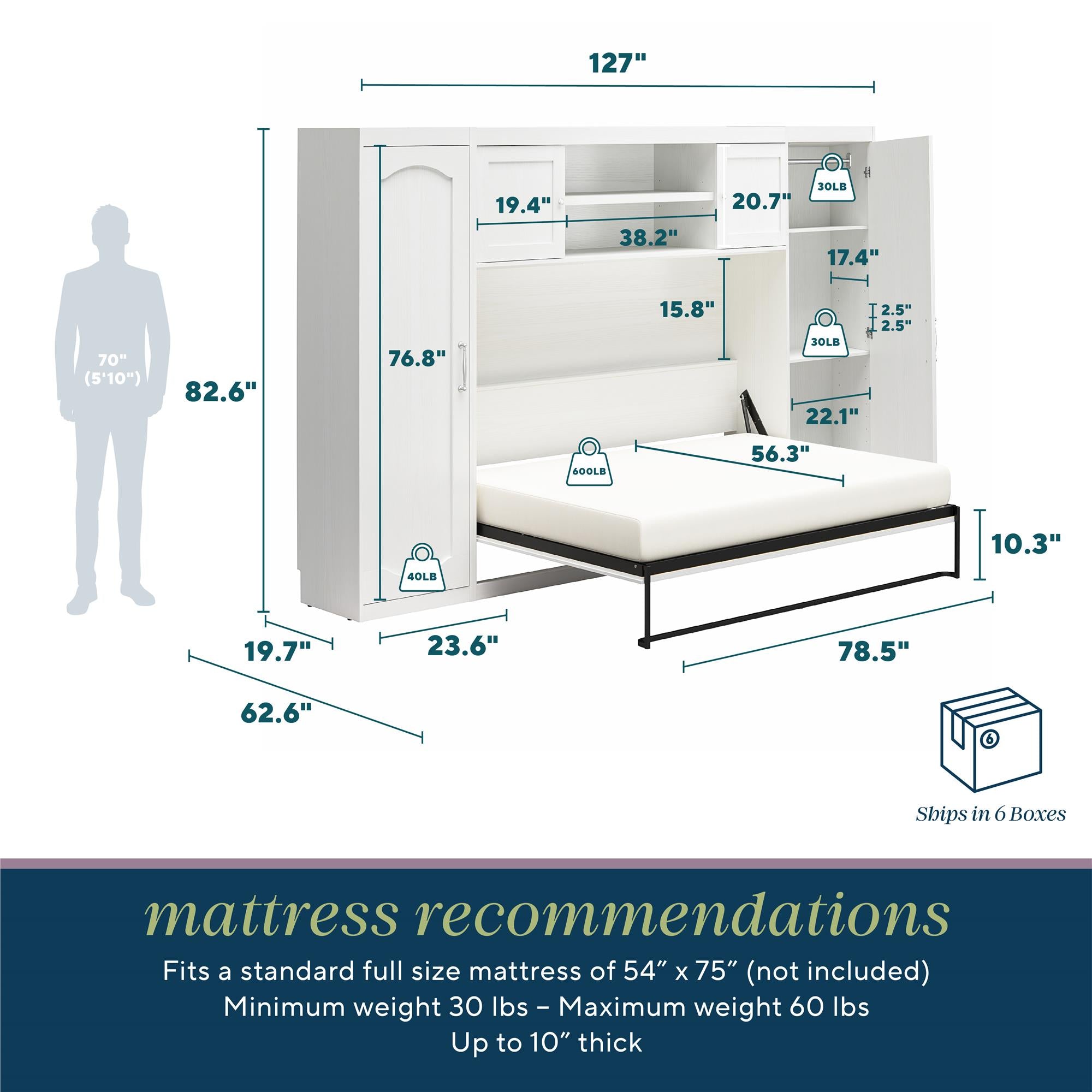 Novogratz Her Majesty Daybed with 2 Storage Cabinets - White - Full