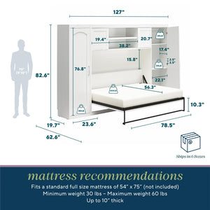 Novogratz Her Majesty Daybed with 2 Storage Cabinets - White - Full