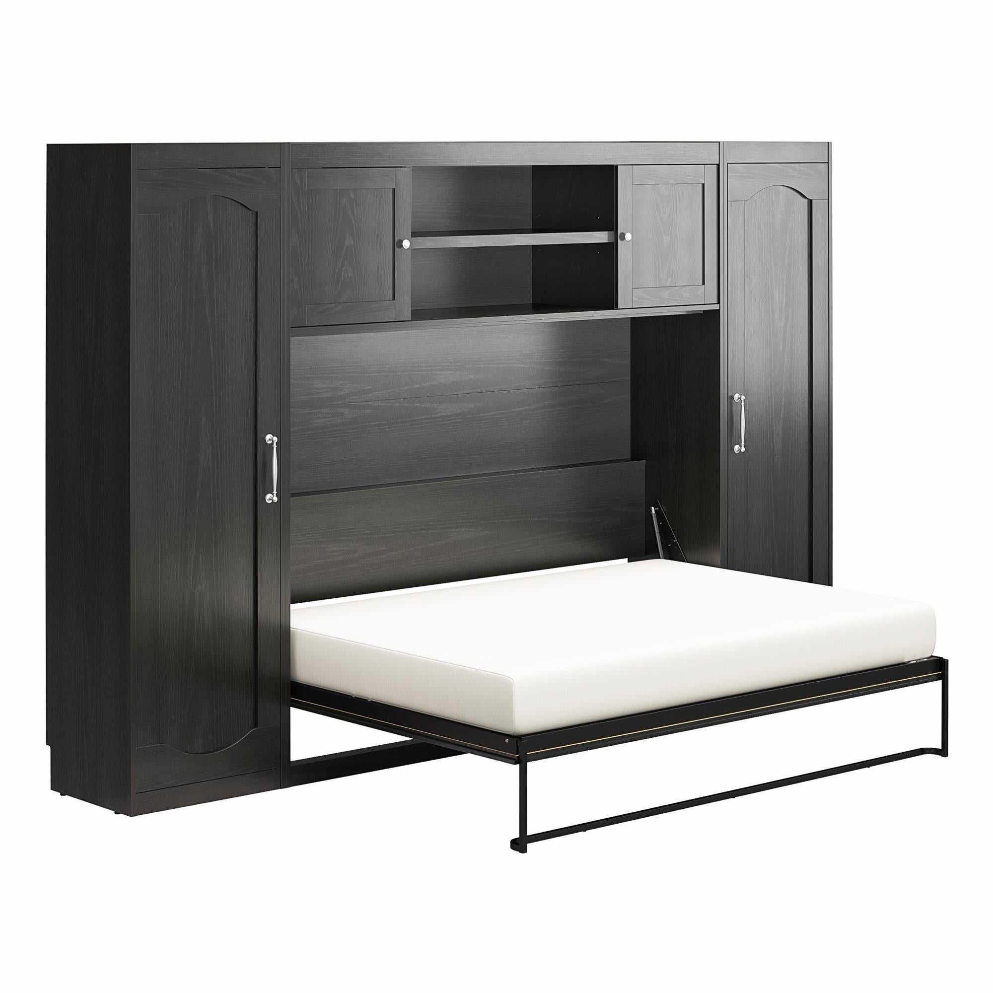 Novogratz Her Majesty Daybed with 2 Storage Cabinets - Black Oak - Full