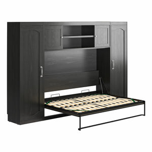 Novogratz Her Majesty Daybed with 2 Storage Cabinets - Black Oak - Full