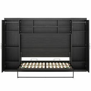 Novogratz Her Majesty Daybed with 2 Storage Cabinets - Black Oak - Full