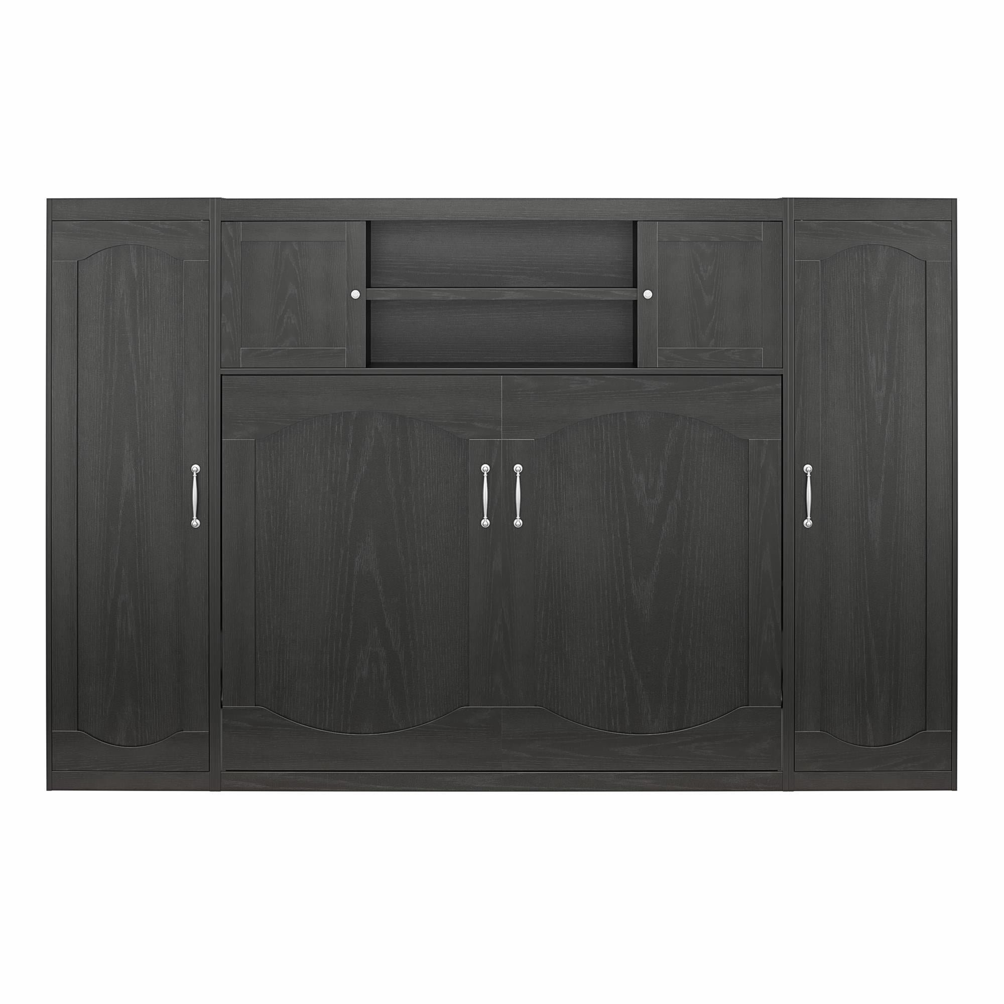 Novogratz Her Majesty Daybed with 2 Storage Cabinets - Black Oak - Full