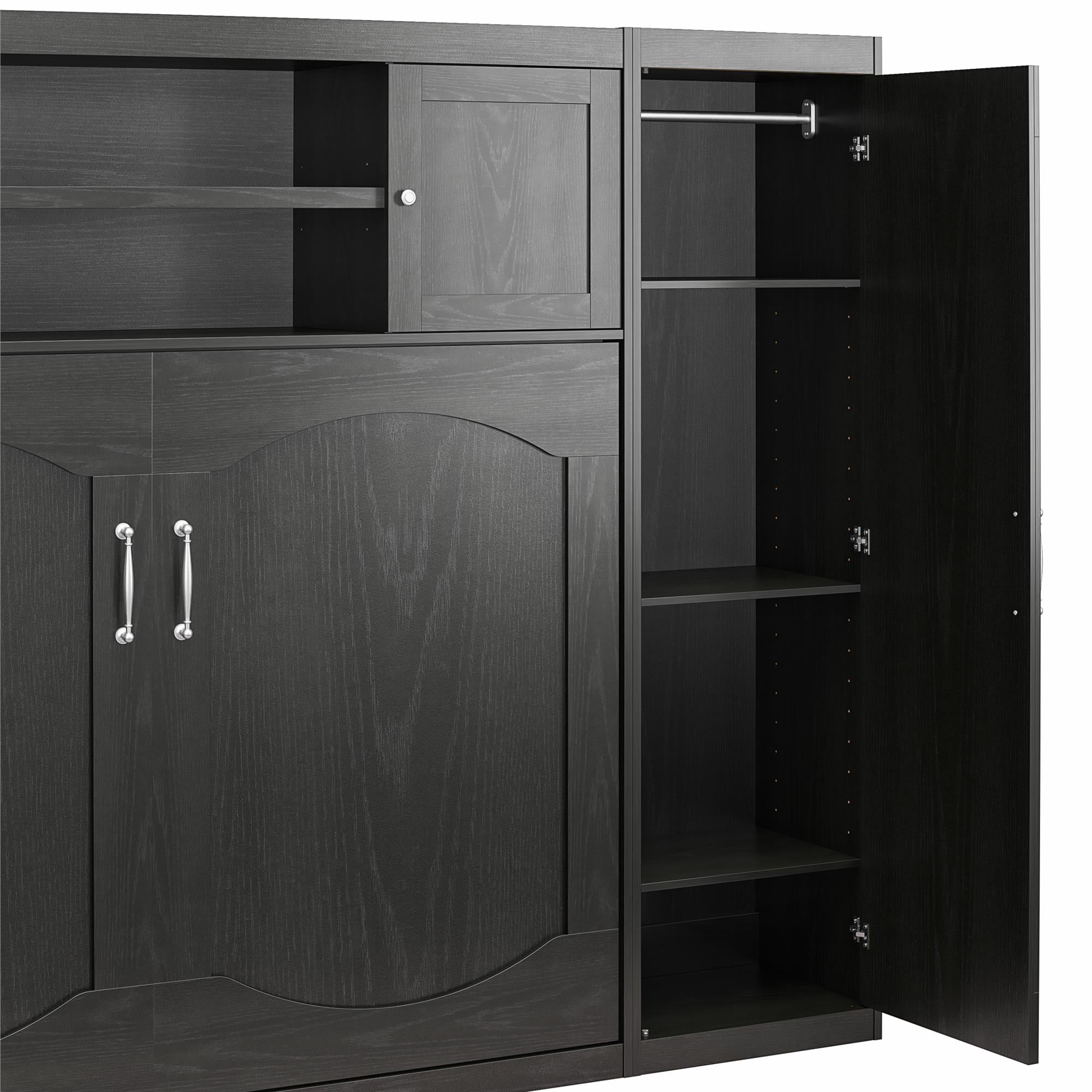 Novogratz Her Majesty Daybed with 2 Storage Cabinets - Black Oak - Full