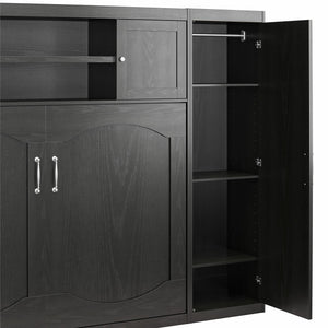 Novogratz Her Majesty Daybed with 2 Storage Cabinets - Black Oak - Full