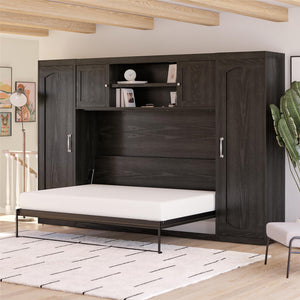 Novogratz Her Majesty Daybed with 2 Storage Cabinets - Black Oak - Full
