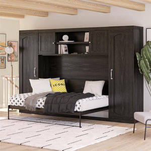 Novogratz Her Majesty Daybed with 2 Storage Cabinets - Black Oak - Full