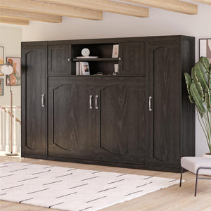 Novogratz Her Majesty Daybed with 2 Storage Cabinets - Black Oak - Full