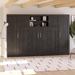 Novogratz Her Majesty Daybed with 2 Storage Cabinets - Black Oak - Full
