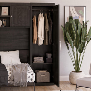 Novogratz Her Majesty Daybed with 2 Storage Cabinets - Black Oak - Full