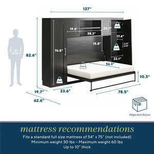 Novogratz Her Majesty Daybed with 2 Storage Cabinets - Black Oak - Full