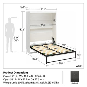 Novogratz Her Majesty Murphy Bed, Full Size - Black Oak - Full