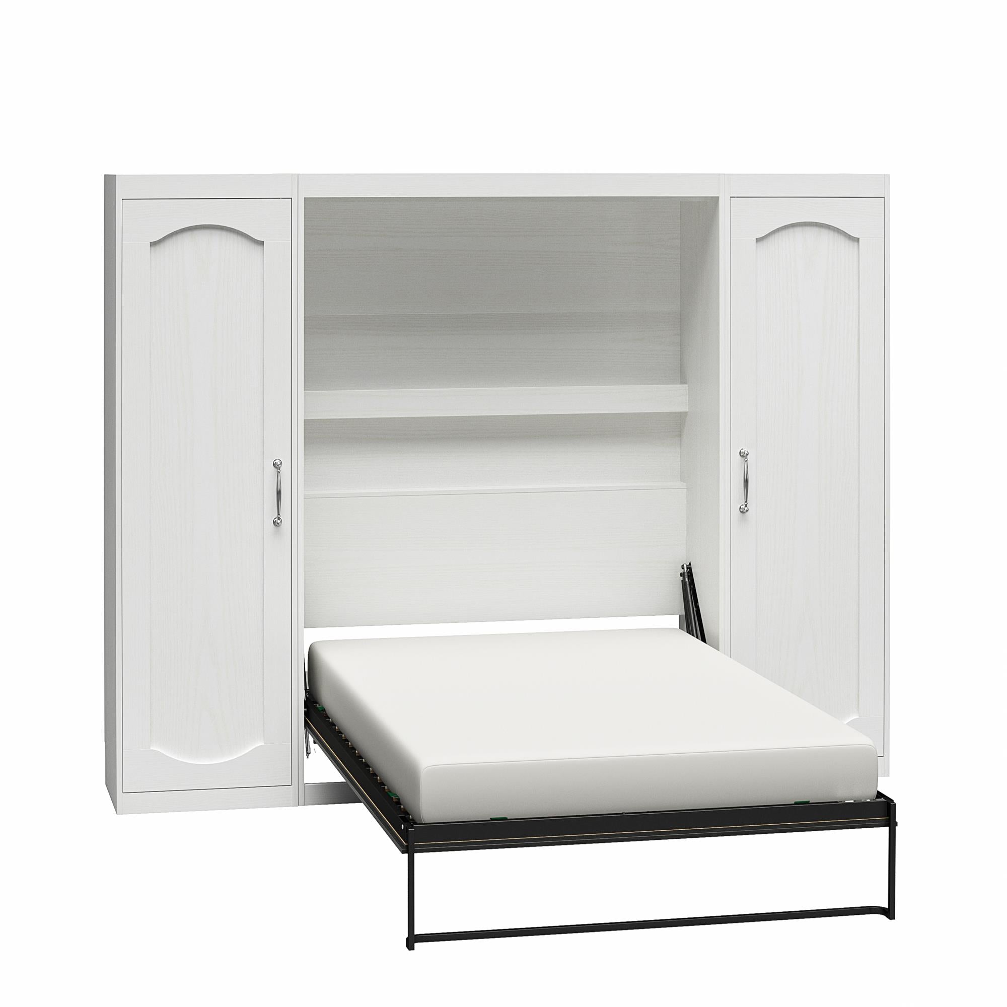Novogratz Her Majesty Murphy Bed with Cabinets, Full Size - White - Full