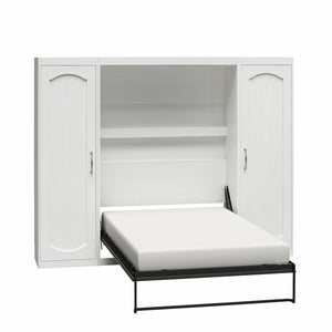 Novogratz Her Majesty Murphy Bed with Cabinets, Full Size - White - Full