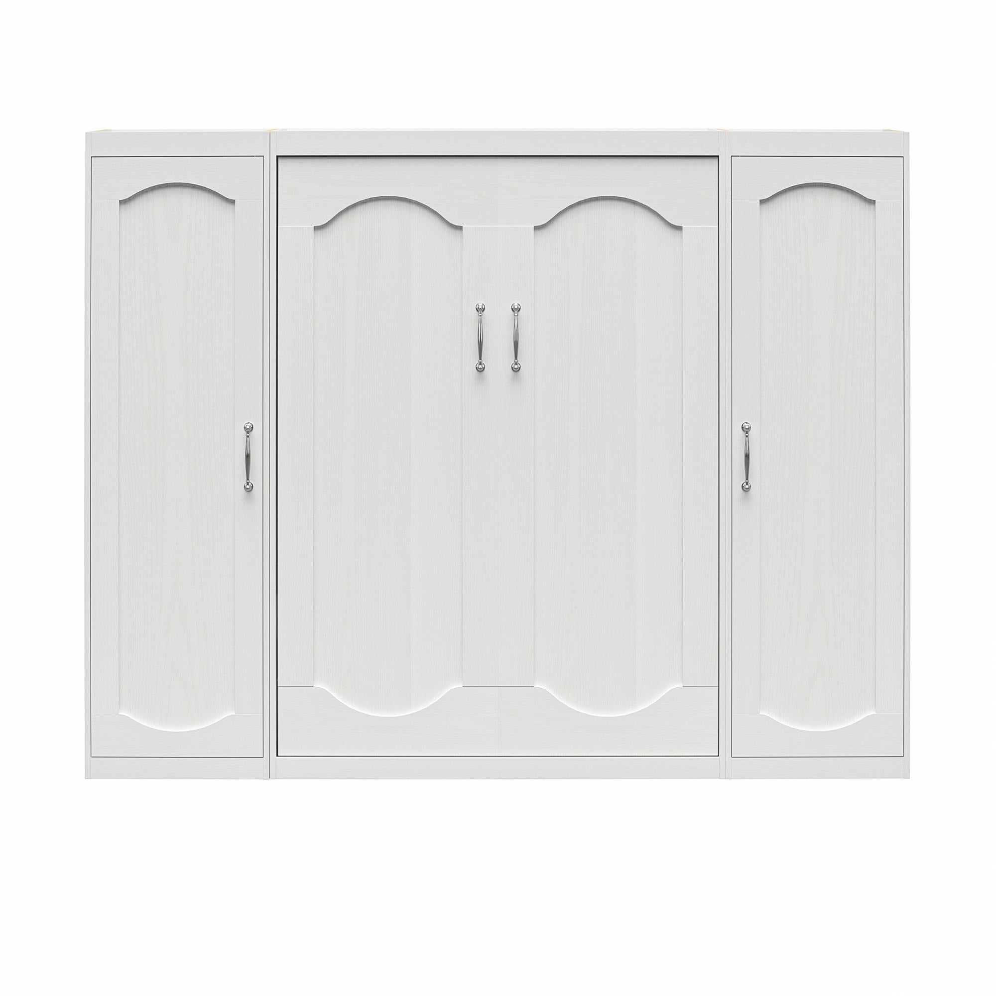 Novogratz Her Majesty Murphy Bed with Cabinets, Full Size - White - Full