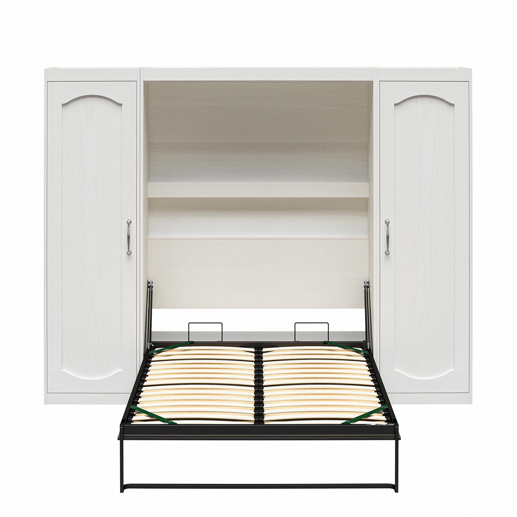 Novogratz Her Majesty Murphy Bed with Cabinets, Full Size - White - Full