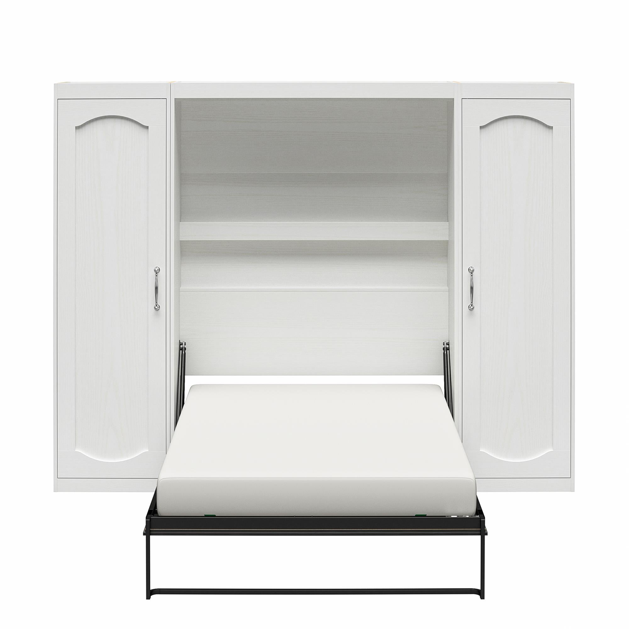 Novogratz Her Majesty Murphy Bed with Cabinets, Full Size - White - Full