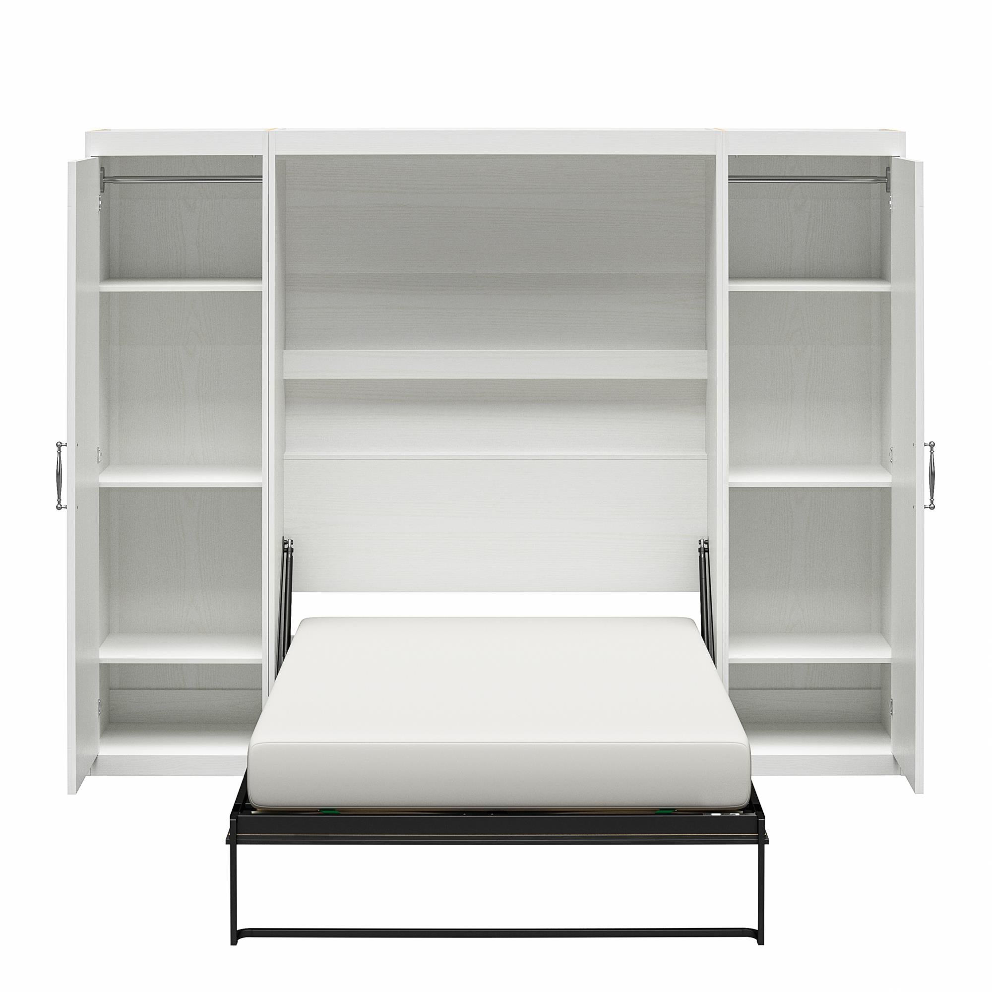 Novogratz Her Majesty Murphy Bed with Cabinets, Full Size - White - Full