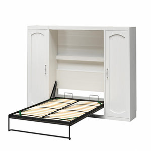Novogratz Her Majesty Murphy Bed with Cabinets, Full Size - White - Full