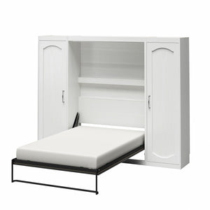 Novogratz Her Majesty Murphy Bed with Cabinets, Full Size - White - Full
