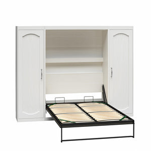 Novogratz Her Majesty Murphy Bed with Cabinets, Full Size - White - Full