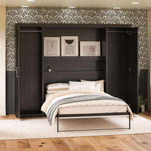 Novogratz Her Majesty Murphy Bed with Cabinets, Full Size - Black Oak - Full