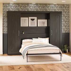 Novogratz Her Majesty Murphy Bed with Cabinets, Full Size - Black Oak - Full