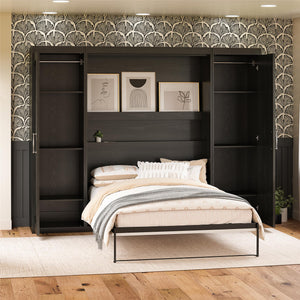 Novogratz Her Majesty Murphy Bed with Cabinets, Full Size - Black Oak - Full