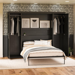 Novogratz Her Majesty Murphy Bed with Cabinets, Full Size - Black Oak - Full
