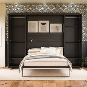 Novogratz Her Majesty Murphy Bed with Cabinets, Full Size - Black Oak - Full