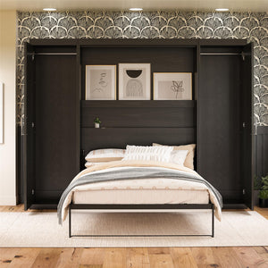 Novogratz Her Majesty Murphy Bed with Cabinets, Full Size - Black Oak - Full