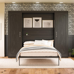 Novogratz Her Majesty Murphy Bed with Cabinets, Full Size - Black Oak - Full