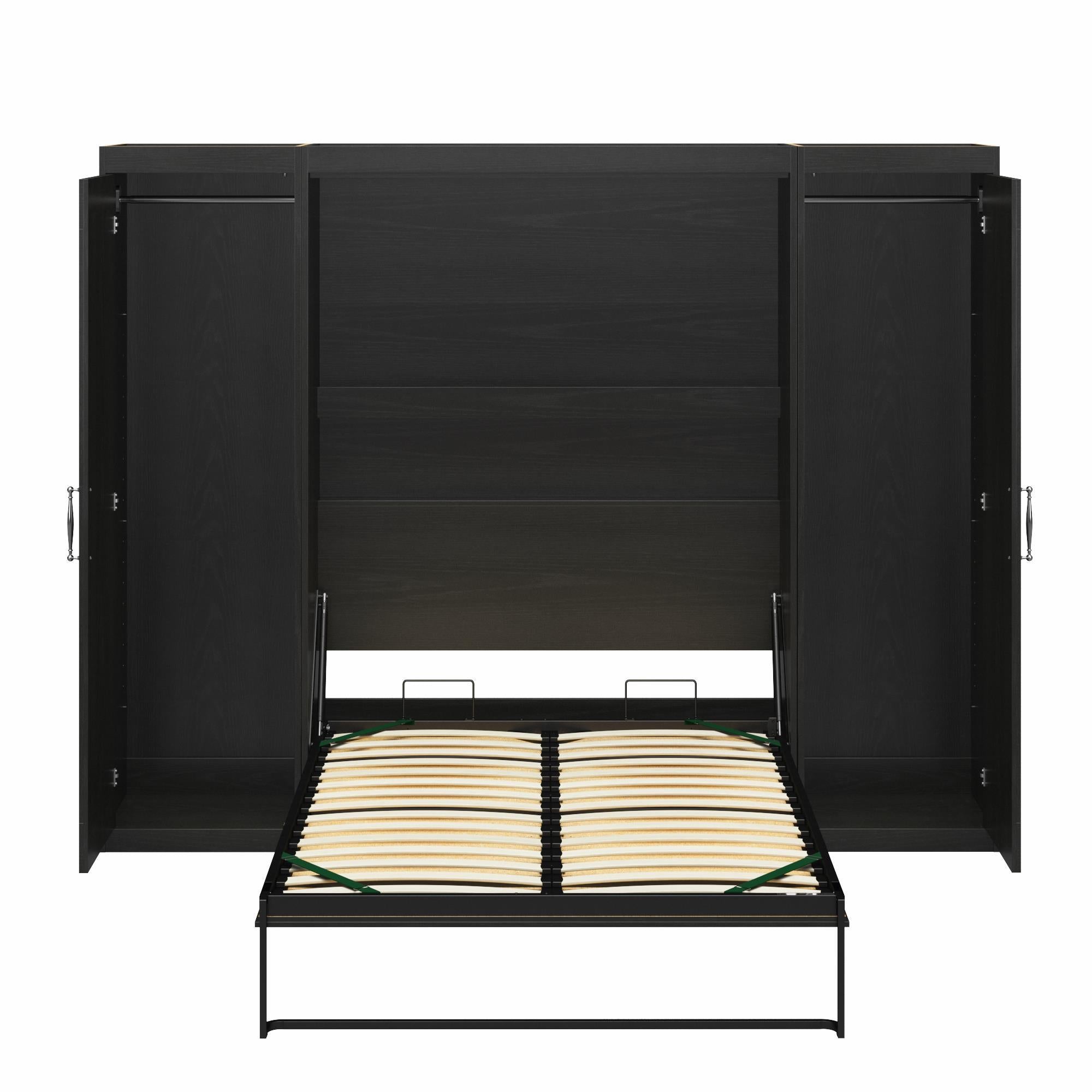 Novogratz Her Majesty Murphy Bed with Cabinets, Full Size - Black Oak - Full