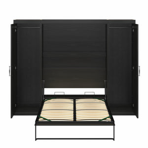 Novogratz Her Majesty Murphy Bed with Cabinets, Full Size - Black Oak - Full