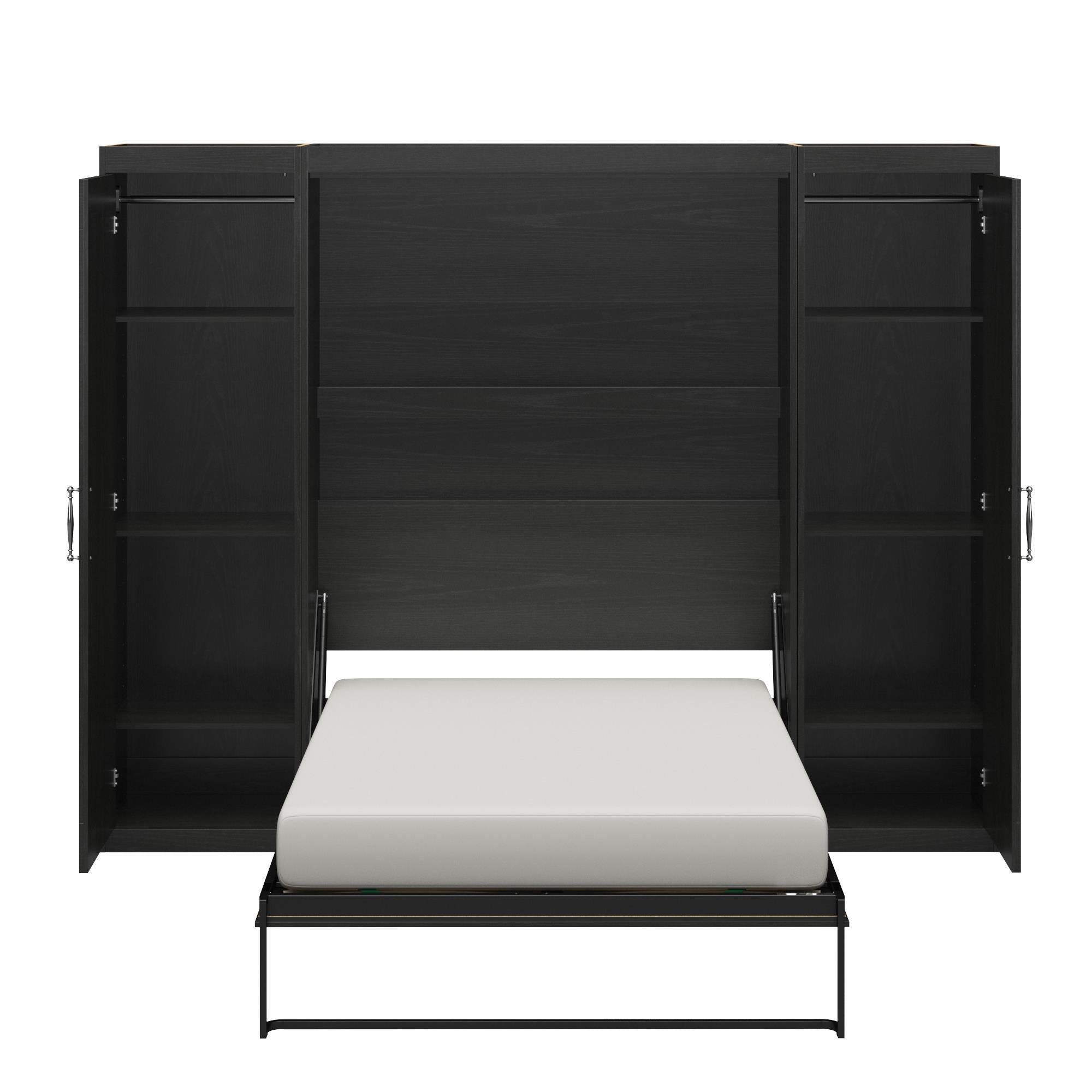 Novogratz Her Majesty Murphy Bed with Cabinets, Full Size - Black Oak - Full