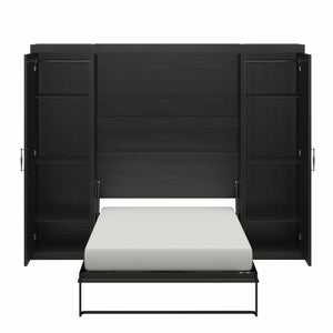 Novogratz Her Majesty Murphy Bed with Cabinets, Full Size - Black Oak - Full