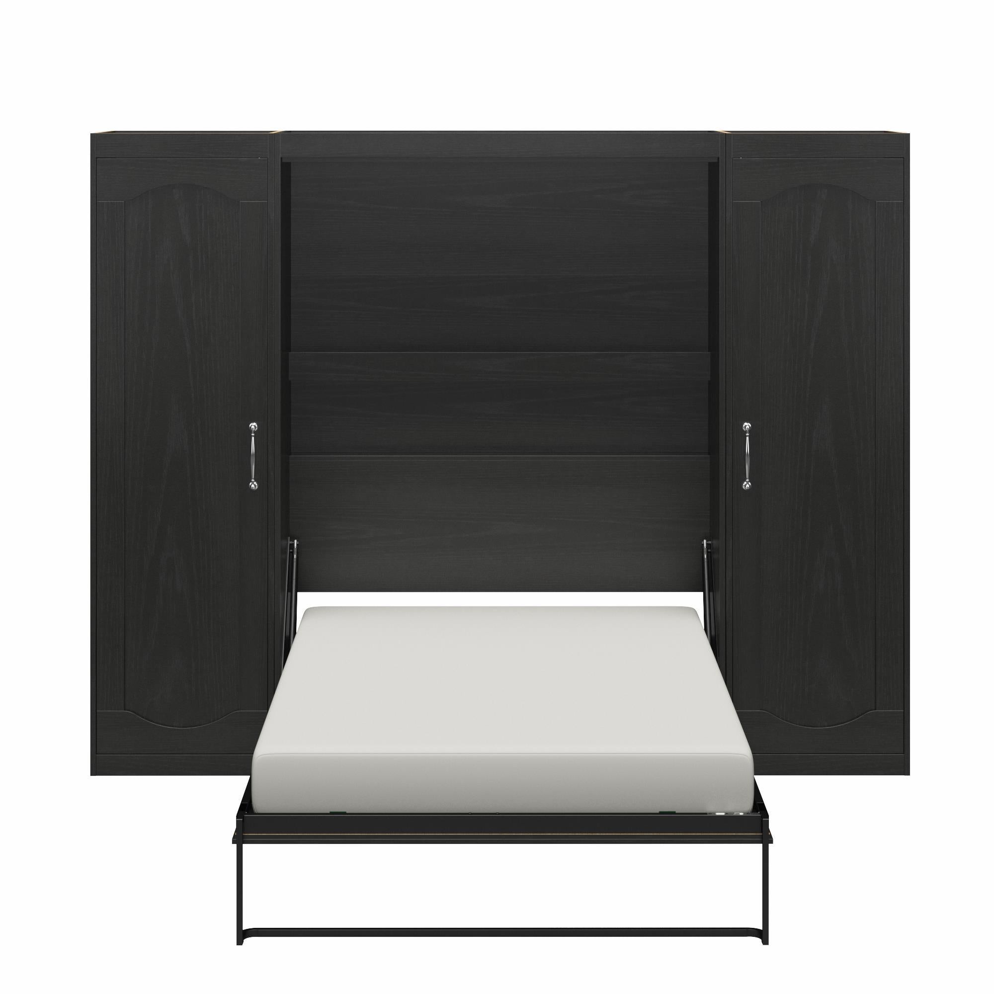 Novogratz Her Majesty Murphy Bed with Cabinets, Full Size - Black Oak - Full