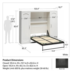 Novogratz Her Majesty Murphy Bed with Cabinets, Full Size - Black Oak - Full