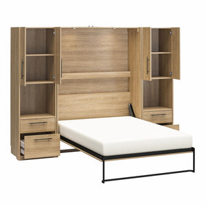Novogratz Holly Hills Murphy Bed with Cabinets, Full Size - Light Oak - Full