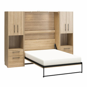 Novogratz Holly Hills Murphy Bed with Cabinets, Full Size - Light Oak - Full