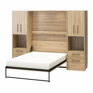 Novogratz Holly Hills Murphy Bed with Cabinets, Full Size - Light Oak - Full