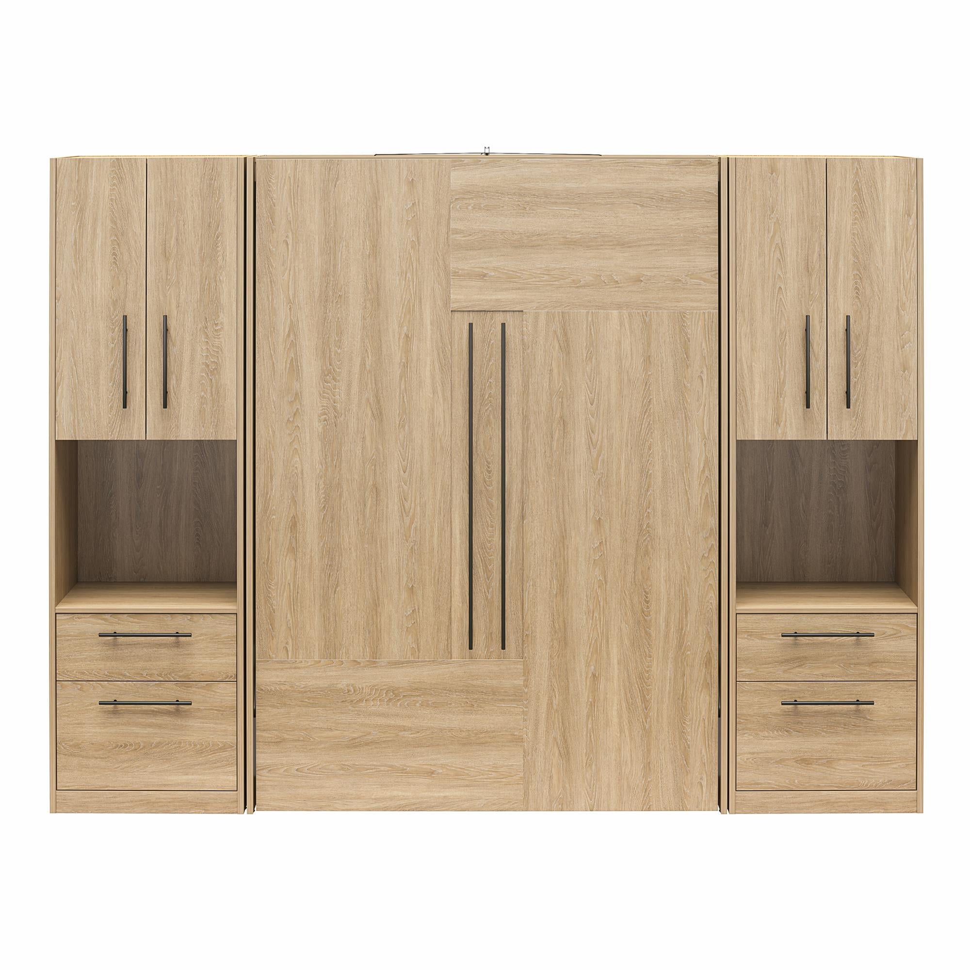 Novogratz Holly Hills Murphy Bed with Cabinets, Full Size - Light Oak - Full
