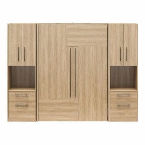 Novogratz Holly Hills Murphy Bed with Cabinets, Full Size - Light Oak - Full