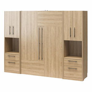 Novogratz Holly Hills Murphy Bed with Cabinets, Full Size - Light Oak - Full