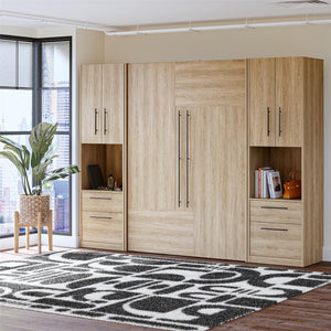 Novogratz Holly Hills Murphy Bed with Cabinets, Full Size - Light Oak - Full