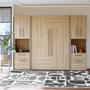 Novogratz Holly Hills Murphy Bed with Cabinets, Full Size - Light Oak - Full