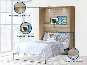 Novogratz Holly Hills Murphy Bed with Cabinets, Full Size - Light Oak - Full