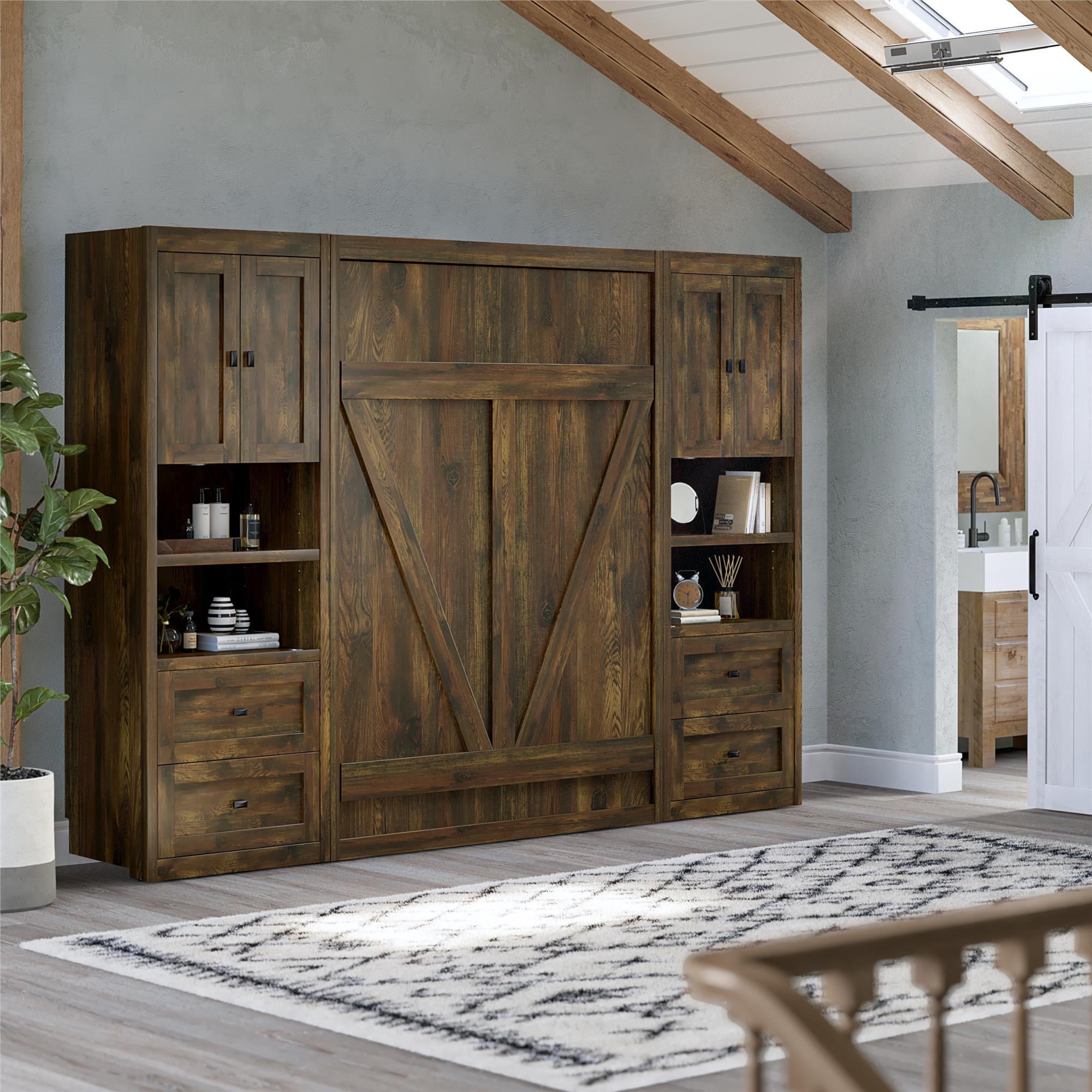 Signature Sleep Farmington Murphy Bed with Cabinets - Century Barn Pine - Full