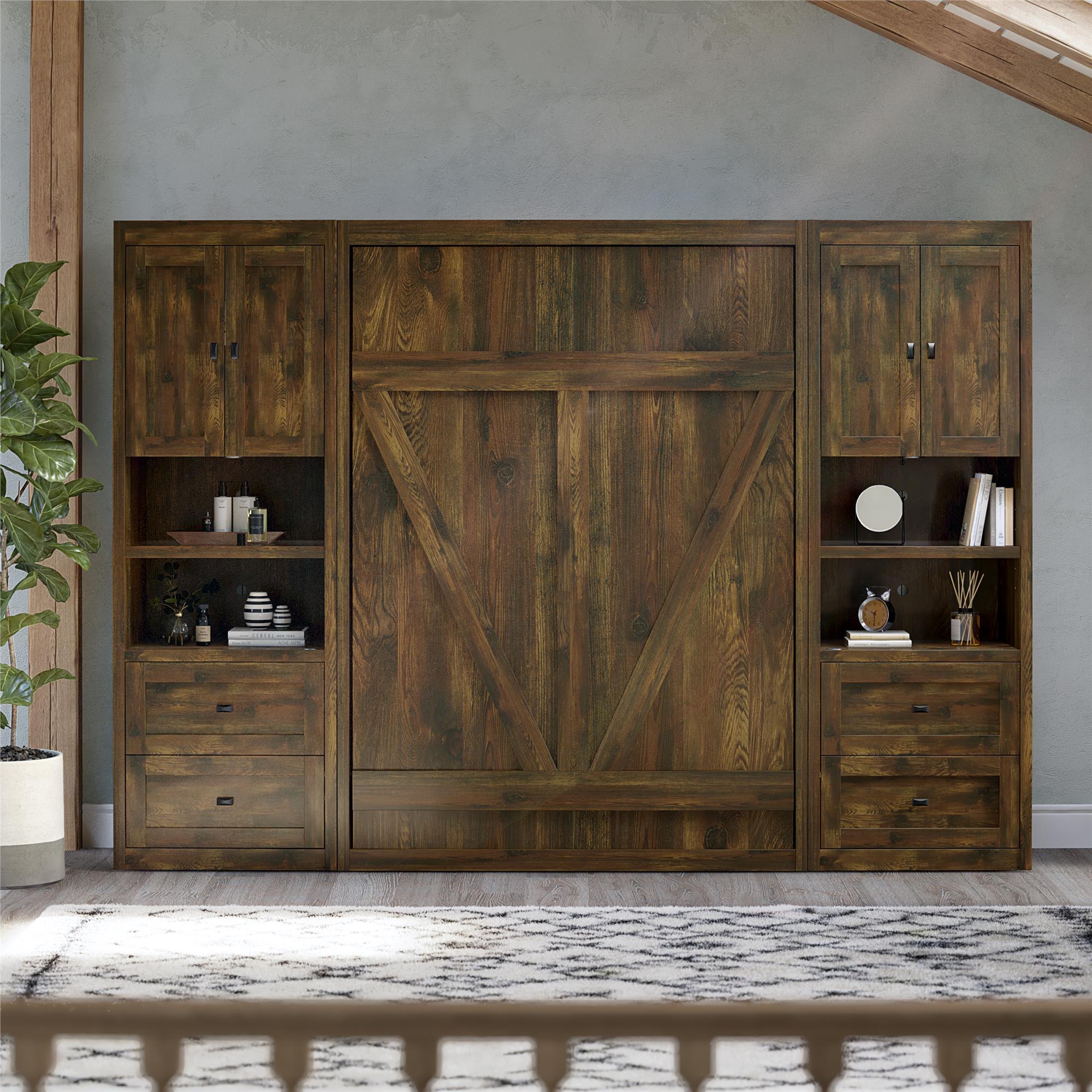 Signature Sleep Farmington Murphy Bed with Cabinets - Century Barn Pine - Full